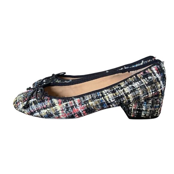 Steve Madden Black Cherish Tie Block Heel Slip On Tweed Ballet Flats size 7.5 - Picture 6 of 10